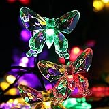 TEBOCR Butterfly Solar String Lights Outdoor 16 Feet 20 Led Multicolor Waterproof Solar Powered Fair