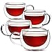 BTaT Insulated Coffee Cups - Set of 4 (9 oz, 270 ml), Double Wall Glass Tea & Latte Mugs