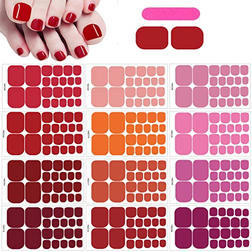 MWOOT 12 hojas (264pcs) Pegatinas Esmalte Uñas de Los Pies, Multicolor pegatinas Uña Pie Adhesiva, Uñas Etiquetas Engomadas para DIY uñas calcomanías diseños de manicura, Tonail Art Stickers