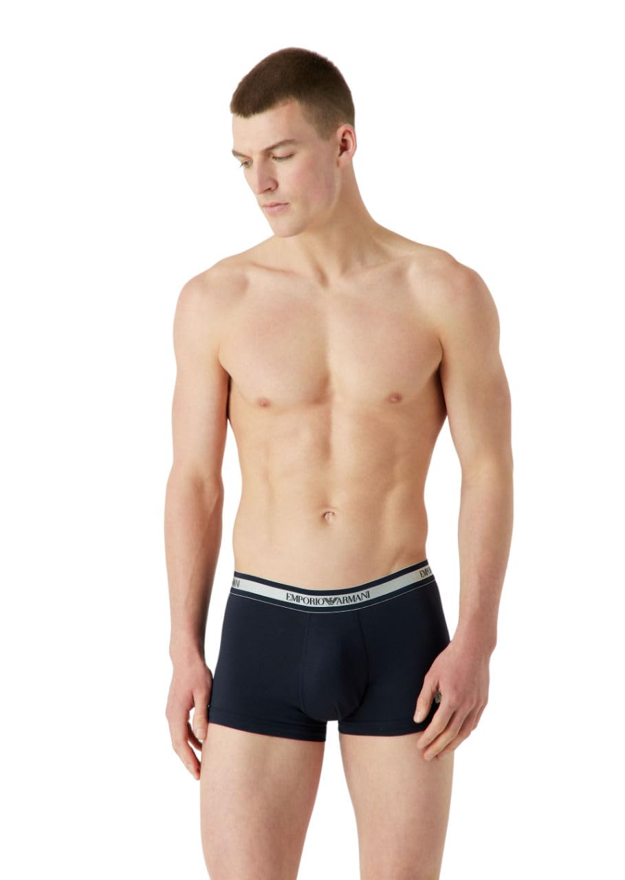 Emporio Armani Underwear Men's Trunk Shiny Logoband, Marine, M