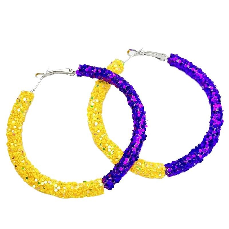 Shiny Football Baseball Hoop Earrings for Women Colorful Football Rubby Circle Earrings Red Orange Black Sports Fans Gifts Touch Down Jewelry