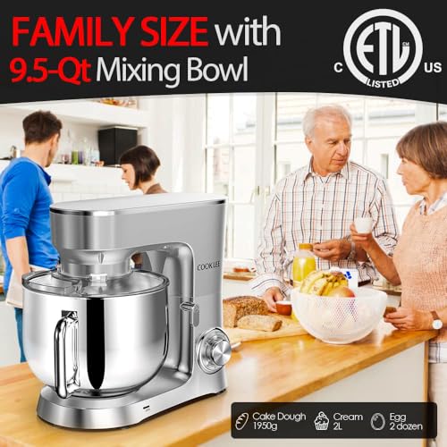 Cooklee SM1551 Stand Mixer, 9.5 Qt. 660W 10-Speed Electric Kitchen Mixer thumb #5