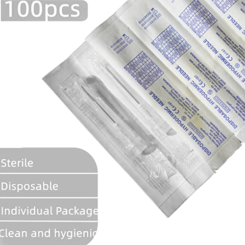 Image of 100 Pack 27Ga 1 /2 Inch Sterile Disposable Injection Needle with Cap for Scientific and Industrial Lab Dispensing Needl Accessories (27Ga)