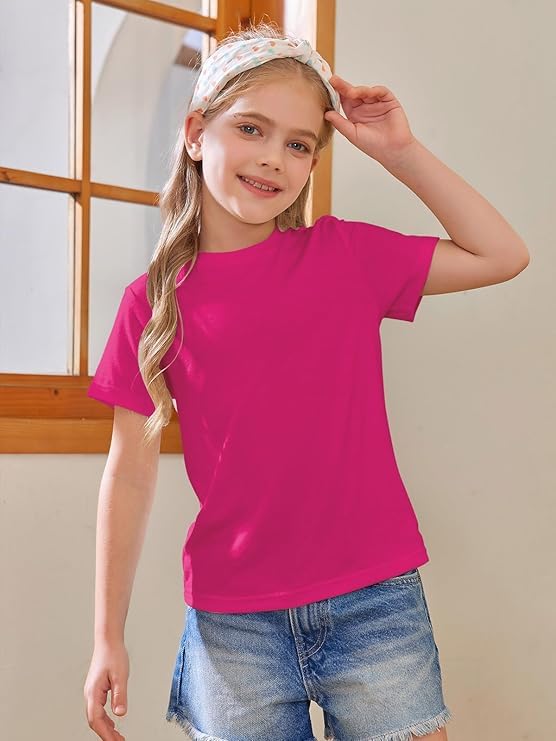 Haloumoning Camisetas de manga corta para niña, camisetas de verano, cuello redondo, informal, camisetas de gran tamaño