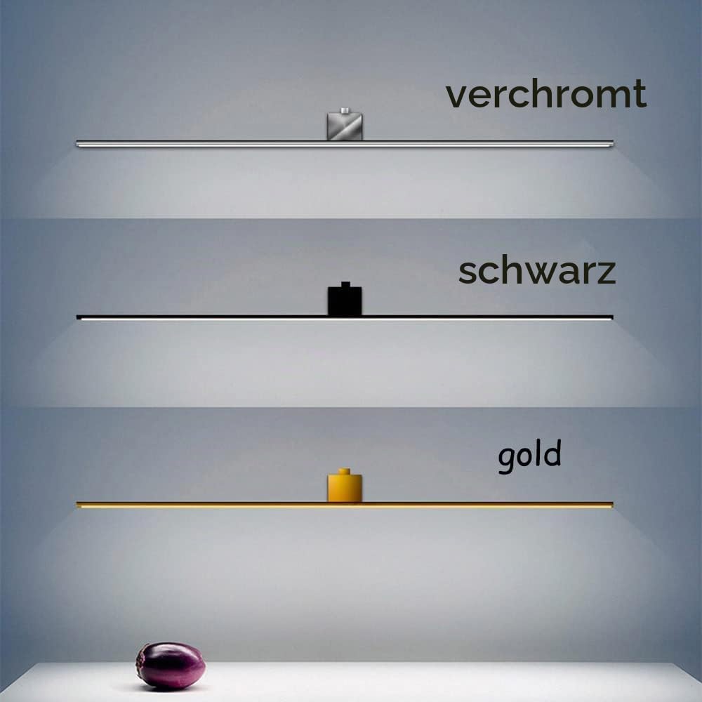 LED Wandbild Wandleuchte Bildbeleuchtung modern Schwarz Wandlampe Innen Lange Schlafzimmer Nachttischlampe Aluminium 4000K Spiegelleuchte Wandbeleuchtung Spiegel Make Up Licht (150CM,Schwarz)