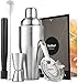 Produktbild VonShef Edelstahl Manhattan Cocktail Set mit gedrehtem Barlöffel, Hawthorne-Sieb, 25ml/ 50ml Messbecher, Holz-Stößel, 550ml Shaker & Rezeptbuch, Zwei Jahre KOSTENLOSE Gewährleistung