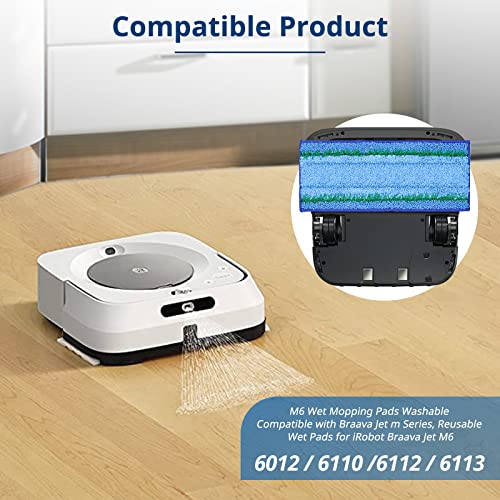Image of LINNIW 6 Pack M6 Wet Mopping Pads Washable and Reusable M6 Wet Mopping Pads Compatible with Braava Jet m6 Series (6110) (6012) (6112) (6113) Ultimate Robot Mop