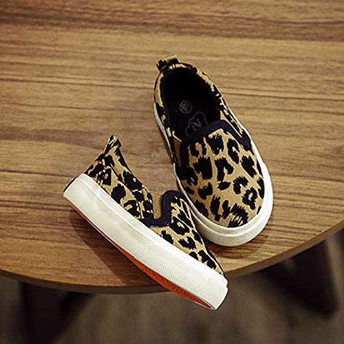 Fashionme Toddler Boy's Girl's Cute Leopard Shoes Stylish, Kids Casual Canvas Sneakers For Girls Casual Slip-On Running Walking Shoes Sneaker Loafer Flats #TOP7