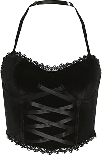 NALsa Tank Fashion Sexy Lace Patchwork Bandage Camisole Women Sleeveless Slim Tie Up Halter Tank Top Streetwear Punk Crop Top