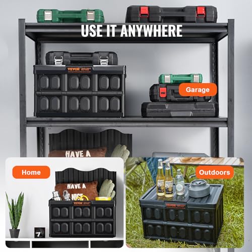VEVOR 3er-Set 45L Profi Klappbox aus PP Transportbox mit Deckel Faltbarer Aufbewahrungsbox mit Handgriff Stapelbare Kisten Storage Box Faltboxen Stapelboxen für Aufbewahrung & Transport
