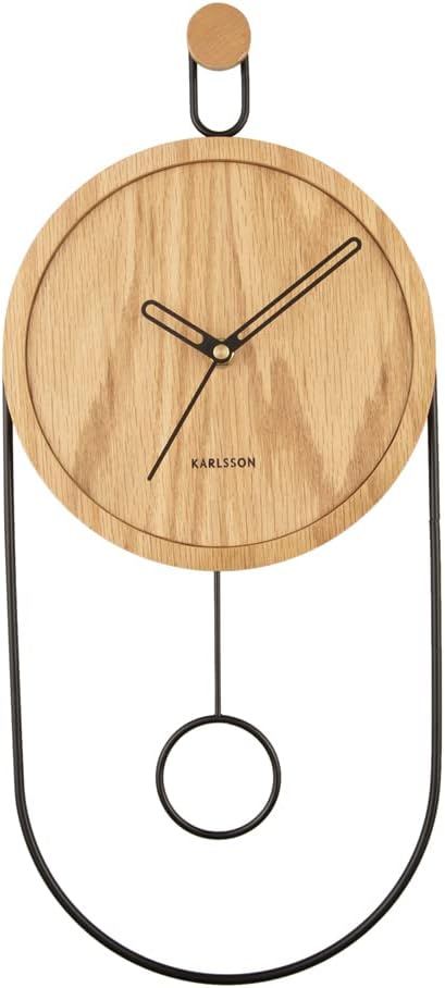 KarlssonWall Clock 'Swing Pendulum' LIGHT WOOD - (KA5892WD)