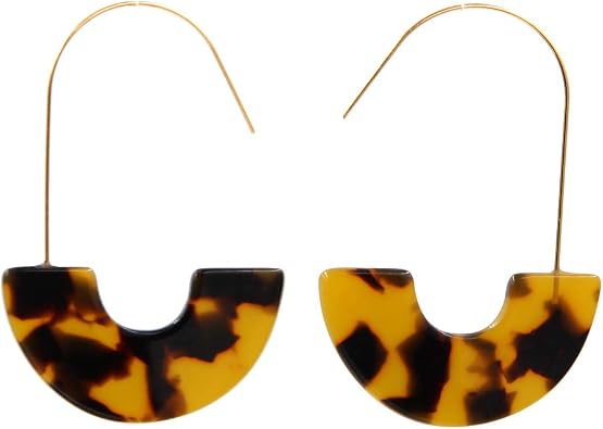 Geometric Semicircles Shape Design Resin Drop Threader Earrings for Womens Gift