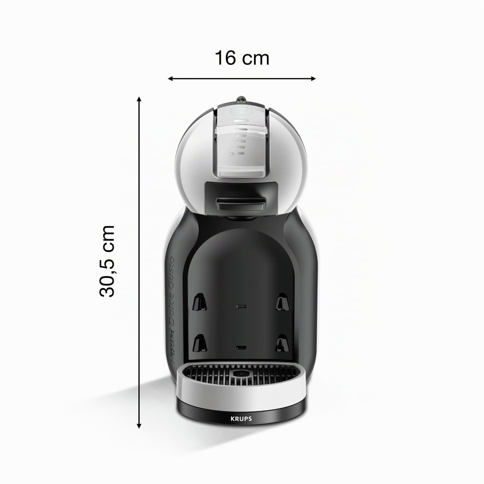 NESCAFÉ Dolce Gusto Mini Me Von Krups Kapselkaffeemaschine, 15 Bar, 0,8 L, Arctic Grey/Schwarz, KP123B
