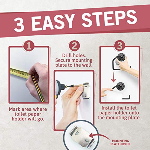 Jack N’ Drill 2-Pack Toilet Paper Holder In Modern Classic Black Finish With Wall Mount Base, Versatile & Heavy-Duty Bathroom Organizer And Towel Hook, Perfect For Your Home, Bathroom And Kitchen #TOP1