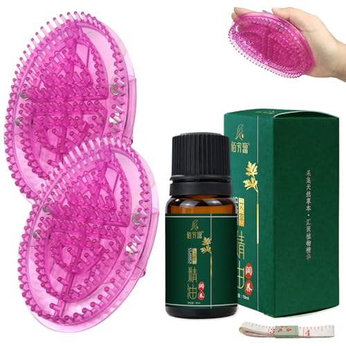 Brosse Méridienne,2 Pièces Brosse de Massage,Huiles Essentielles,Ruban à Mesurer,Peigne de Relaxation Complet du CorpsUtilisé pour Masser les Méridiens,Amincir et Modeler le Corps (Violet-Armoise)