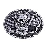 LAXPICOL Punk Gothic Western Cowboy Skull Snake Belt Buckle For Men Grey Tone