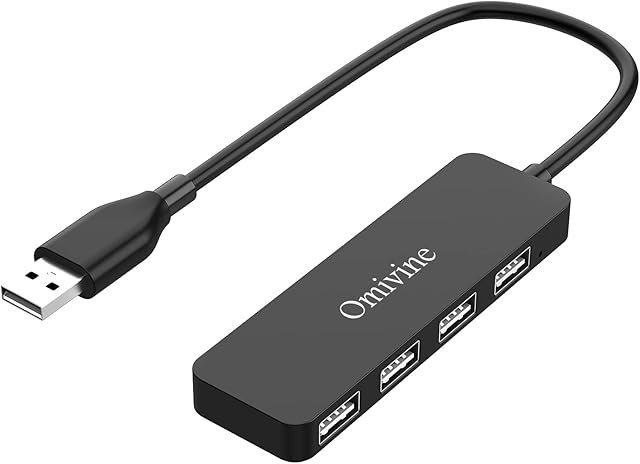 Omivine USB Hub, 4 Port USB adapter Ultra-Slim USB Splitter, Multi USB Port Expander USB Extender Lead Adapter For PC, Laptop, Desktop, NoteBook, MacBook, NetBook, MAC, Wii