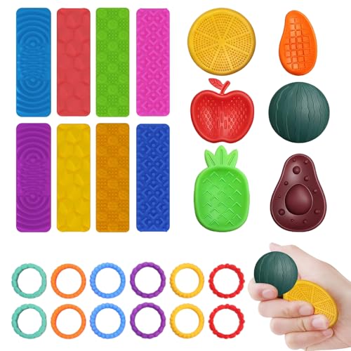 26 Stück Fidget Toys Set – Sensorik Spielzeug & Anti Stress Spielzeug, Fidget Ring & ensorische Früchtesteine und Saugnapf-Spielzeuge, Antistress Spielzeuge Für Anxiety, ADHD, Stresslinderung