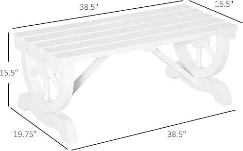 Miniatura 3 de Outsunny Banco de jardín de madera para 2 personas, banco de porche con ruedas de carro al aire libre para jardín trasero, soporta 550 libras,