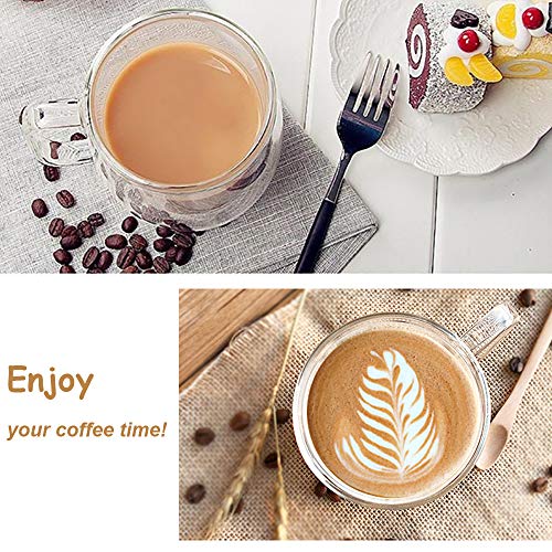 Digralne Taza de Café de Cristal Pared Doble Vaso Taza, Tazas para Espresso Juego de Vasos para Café Latte Macchiato… - Imagen 5