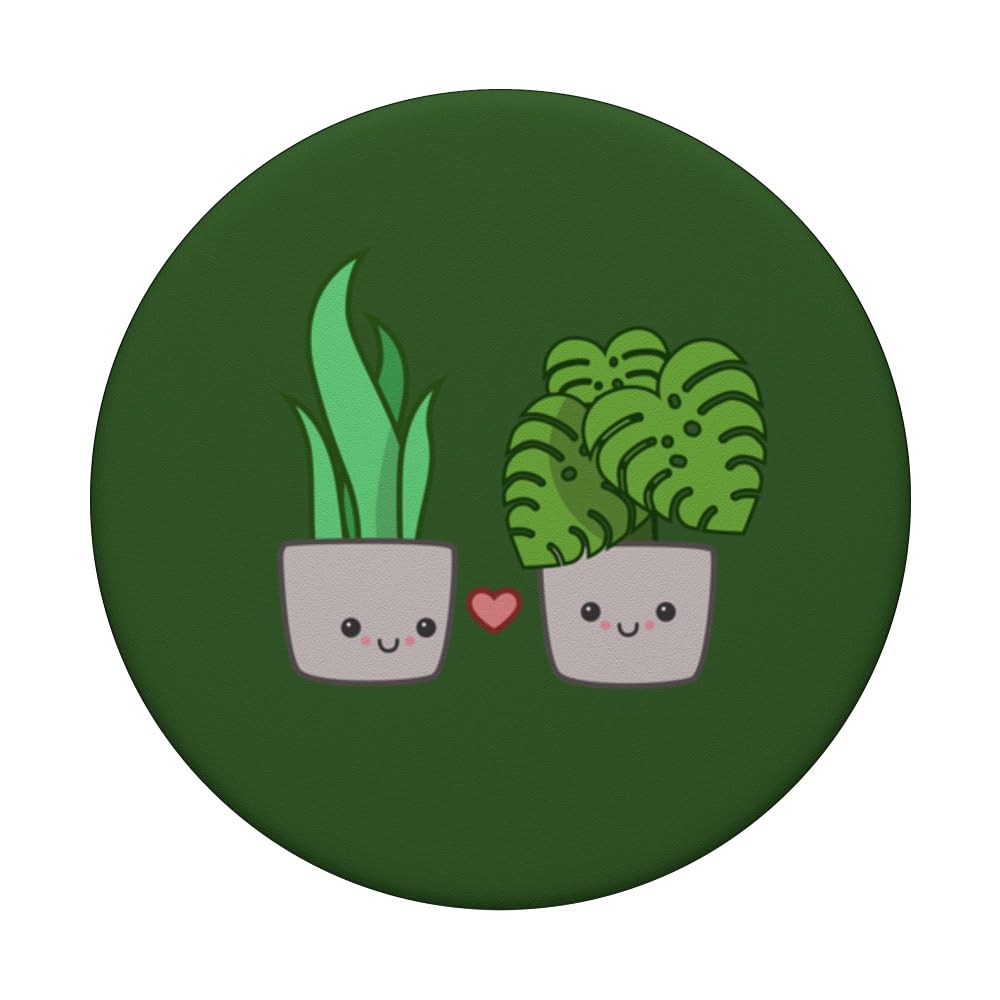 Plants in Love Monstera Deliciosa Swiss Cheese Snake Plant PopSockets Swappable PopGrip, Black - Image 3