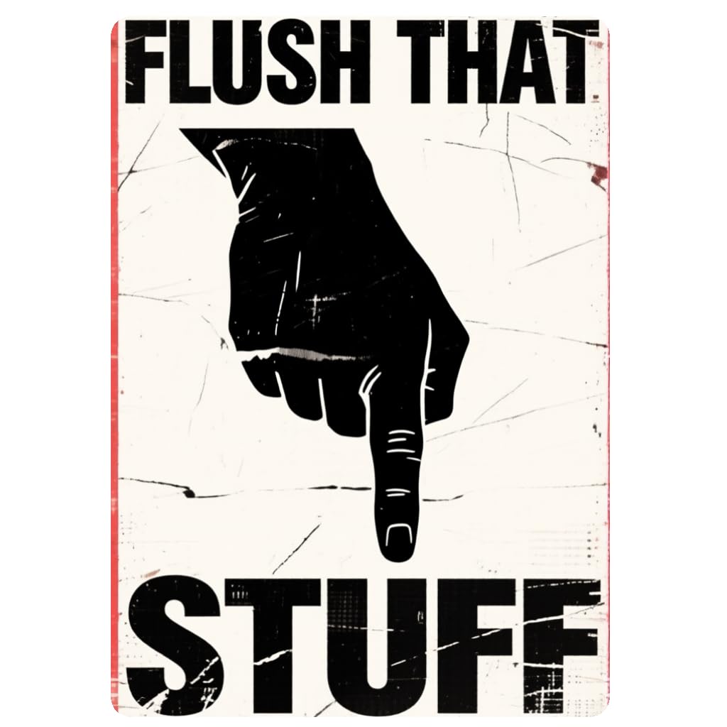 8x12 inches Aluminum Funny Bathroom Sign - 'Flush That' Decor for Toilet