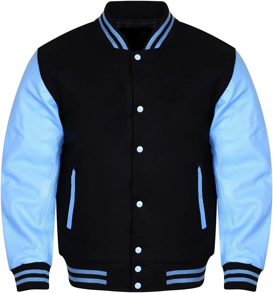 RIZING STAR Bomber Varsity Jacket Letterman Baseball Jacket School College Wool Body and Cowhide Leather Sleeves XS - 4XL