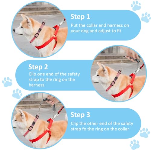 AHQiZFX 2 Stück Hundeleine,Hunde Leine Kurz,Hundehalsband Clips,Reflektierende Nylon Schleppleine,Verstellbarer Haustier Hundehalsband,Hunde Schleppleine mit 2 Karabiner,für Hundewelpen Lauftraining
