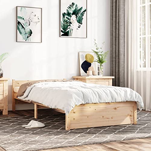 Snsowed Estructura de Cama, Base Somier, Somier Cama, Base Cama, Marco De Cama, de Madera Maciza 90x200 cm