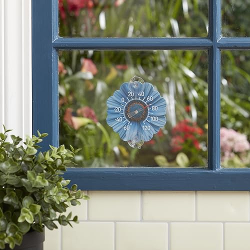 Image of Taylor Silicone Suction Cup Thermometer - Blue Daisy Design