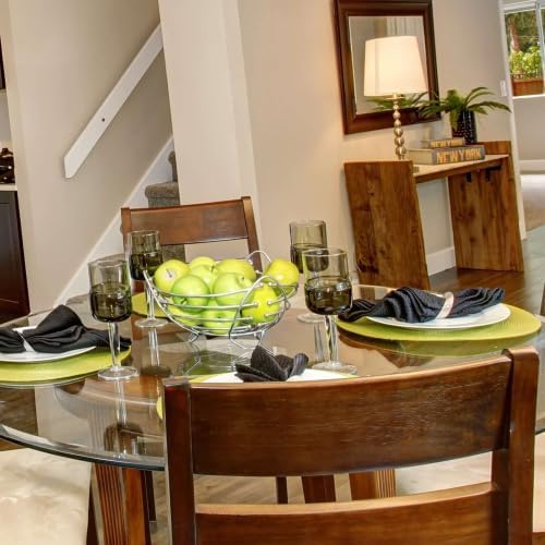 Miniatura 2 de Mesa redonda de vidrio templado de 40 pulgadas, mesa circular transparente de 0.35 pulgadas de grosor con 6 anillos de goma antideslizantes,