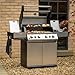 Fire Mountain Olympus Burner Gas BBQ Stainless Steel with Searing Side Burner Glass Viewing Lid and Cover Extra Large Outdoor Barbecue for Garden Patio (SSG Black, 6)