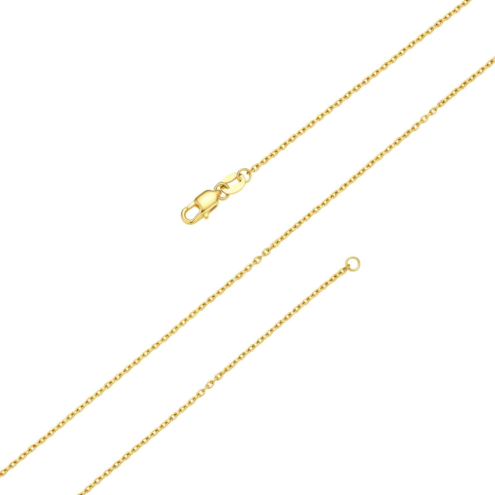 BORUO Cable Chain Necklace, Sterling Silver or Gold Plated, 14-30 Inch Choose 925 Sterling Silver or Waterproof 14K Gold-Plated Stainless Steel in 1mm or 1.5mm Widths with a Lobster Clasp.