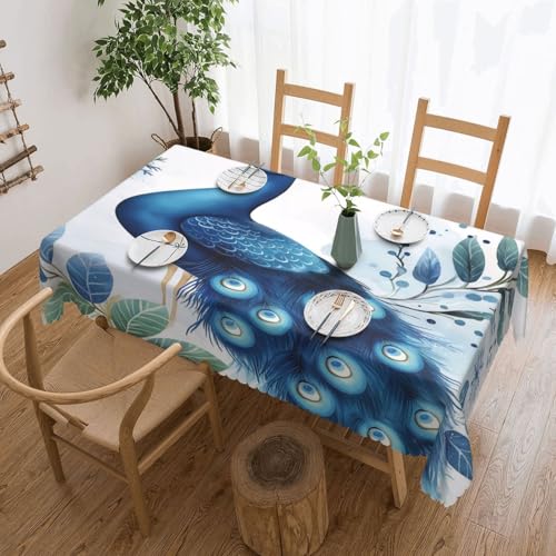 Nappe art numérique paon bleu imperméable rectangulaire 137x183