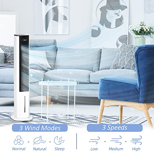 Homcom 42" Portable Evaporative Air Cooler, 3-In-1 Ice Cooling Fan Humidifier With Remote, Timer, Oscillating, Led Display, And 1.6 Gal Water Tank, White #TOP5