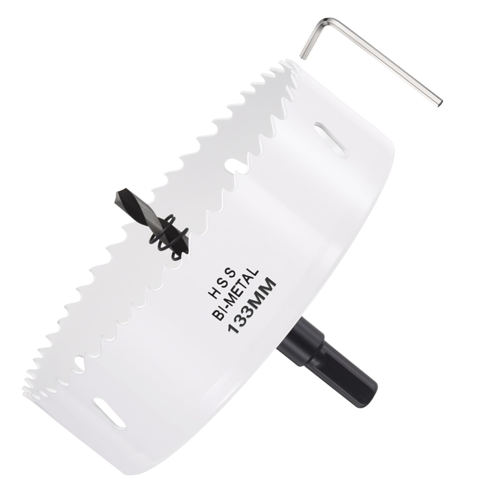 METALLIXITY Bi-Metal Hole Saw 5-15/64", M42 HSS Circular Head 133mm Hole Cutter with Center Drill Bit