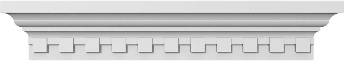 Endurathane Stratford Crosshead w/Dentil Trim, 61" Bottom Width x 65 3/8" Top Width x 5"H x 1 7/8"P, Factory Primed
