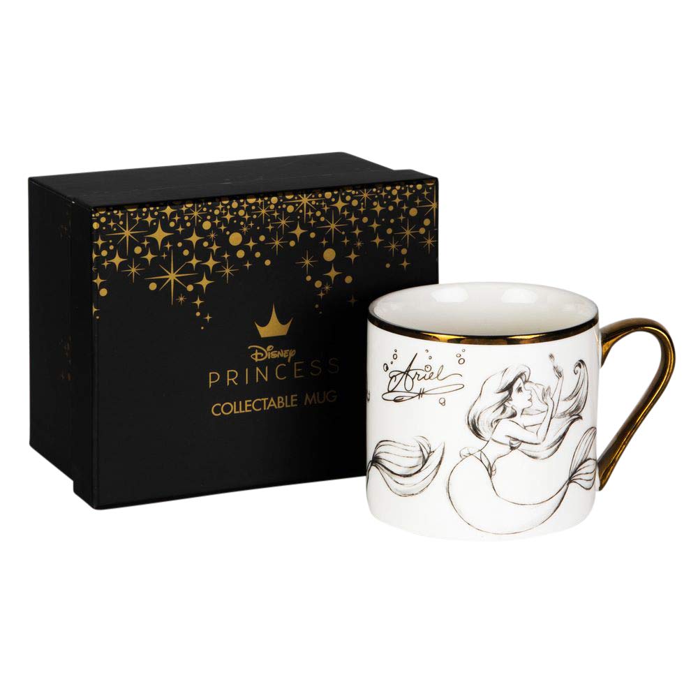 Disney Ariel Classic Collectable New Bone China Mug with Gold Trim and Gift Box - Officially Licensed