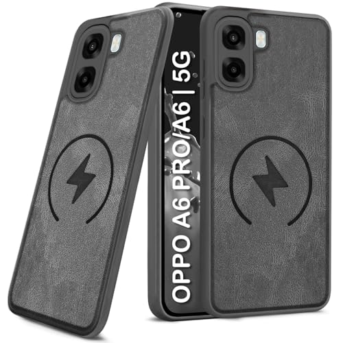 TRUEUPGRADE Case Compatible for Oppo A6X 5G Case | Ultra Slim Leather Feel Back Cover | Soft Grip Rubberised | Mag-Safe Print (Non-Functional) | Shockproof Camera Protection | Grey - Image 2
