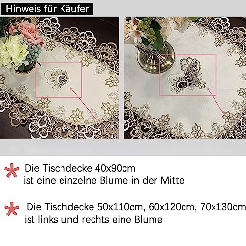 Fhberni Small Lace Macrame Tablecloth Embroidered Jacquard Vintage Coffee Table Cover for Holiday Festival Party Home Decorations (27"x 51", Grey) by Fhberni - Image 6