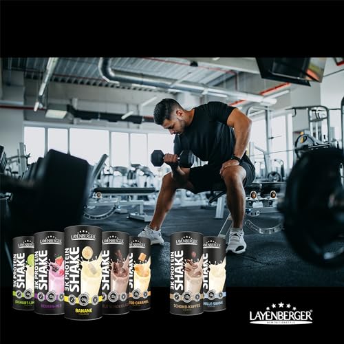 Layenberger 3K Protein Shake - 74% Eiweiß und nur 4,3% Kohlenhydrate bei 9 g Zucker, (1x 360 g) - Dunkle Schokolade