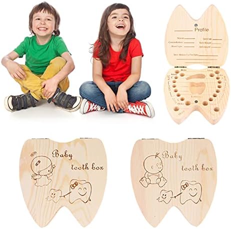 Olymajy Teeth Boxes, Baby Tooth Box, Baby Teeth Box Keepsake, Wooden Kids Keepsake Organizer Teeth Storage Container Wooden Tooth Box Children for Memory Collection