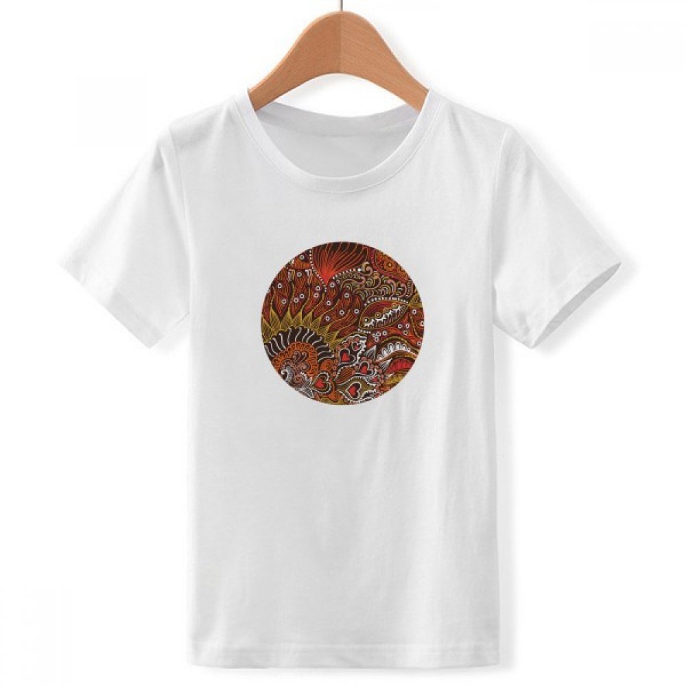 Ligne Dessin Abstrait Poissons Rouges Haut Blanc Grand Format Multicolore avec Col Ras du Cou