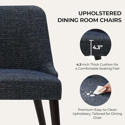 CHITA Mid-Century Modern Dining Chair, Upholstered Fabric Accent Chair, Set of 2,Dark Blue in Fabric by CHITA - Image 3