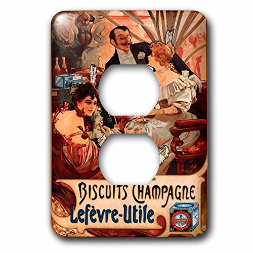3dRose LSP _ 205246 _ 6 impresión de 1896 francés Ad para galletas 2 enchufe tapa para toma de corriente