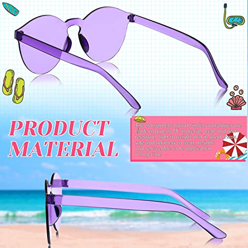 12 Pack Colored Glasses Round Rimless Sunglasses Transparent Candy Colored Sunglasses Tinted Eyewear Cool Sunglasses3