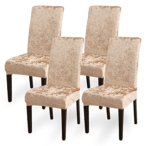 Aisprts Chair Covers, Crushed Velvet Dining Chair Slipcovers Set of 4 Removable Washable Stretch Chair Covers for Dining Chairs, Chair Protector Decoration Covers