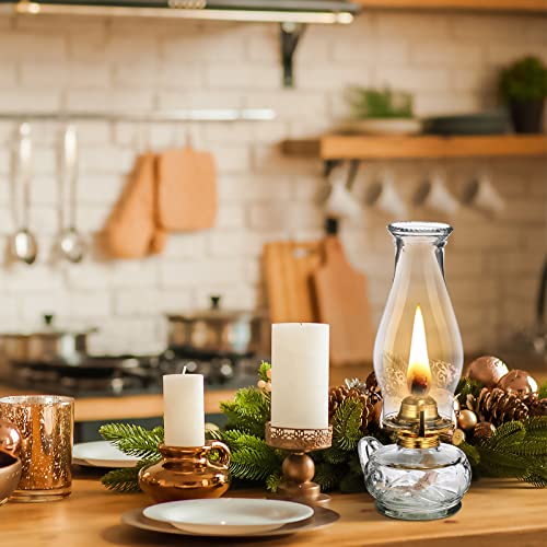 4 Pcs Large Chamber Oil Lamp Clear Vintage Glass Kerosene Lamp Decorative Hurricane Lamp Antique Rustic Oil Lantern For Indoor Tabletop Decor Emergency Lighting With Adjustable Fire Wick, 12.6'' High #TOP4
