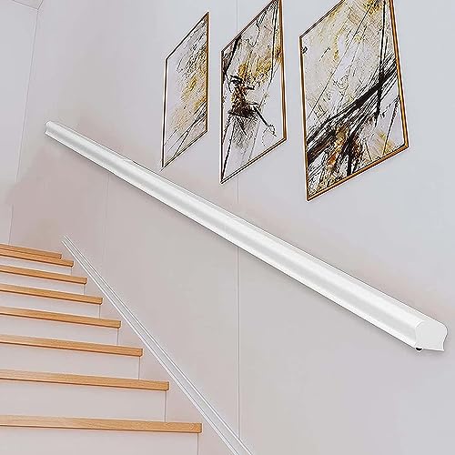 Rampe d'escalier en bois massif blanc de 270 cm pour couloir intérieur