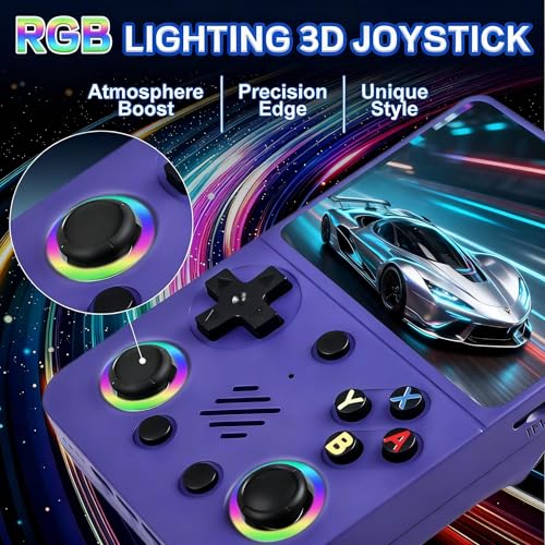 RG36PRO Handheld Game Console - Support 30000+Classic Games, 64G TF Card,Open Source System, 3.5-Inch Screen,3000mAh Battery, Portable Console for Travel, Gift for Adult or Partner-Purple - Image 4